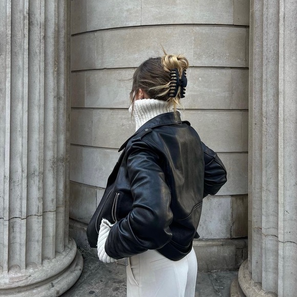 Zara sheep leather biker jacket black - Picture 15 of 16